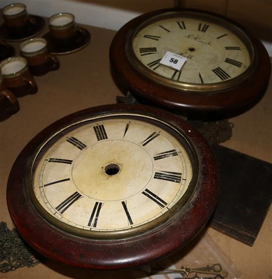 2 Black Forest wall clocks, 1 striker, 1 alarm, only 1 pendulum(-)
